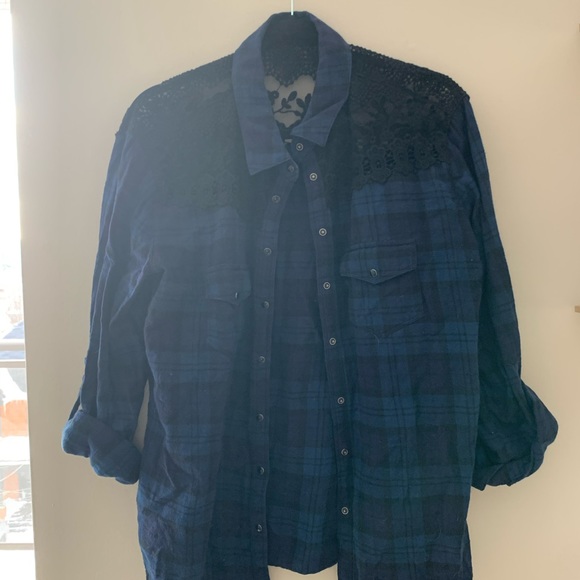Lace Detail Flannel - Picture 1 of 3